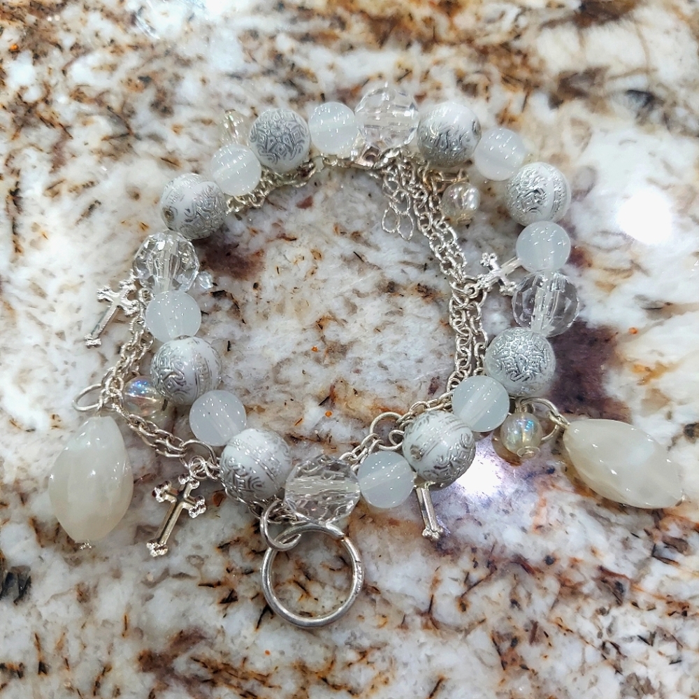 ✝️  Silver bracelet set 2 piece. You can wear together or apart